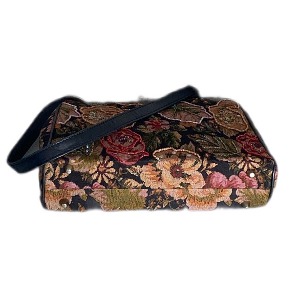 CHRISTIANA LAPETINA Victorian Vtge Tapestry Floral Shoulder Bag Blk Hand Beaded - Picture 7 of 12